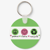 Peace, Love, Recycle. keychains by FaireFanatic Peace, Love, Recycle. keychains