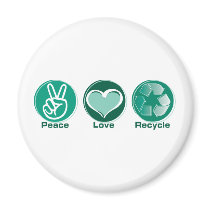 Peace Love Recycle Refrigerator Magnets