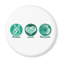 Peace Love Recycle magnets by bbdesignsco Peace Love Recycle magnets
