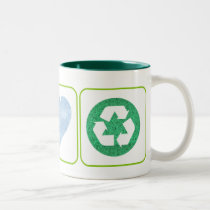 PEACE LOVE RECYCLE mugs by hdowney PEACE LOVE RECYCLE mugs