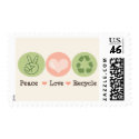 Peace Love Recycle Postage Stamp
