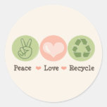 Peace Love Recycle Recycling Stickers