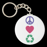Peace, Love, Recycling keychains