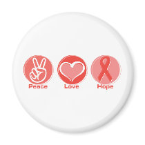 Peace Love Red Ribbon Hope magnets