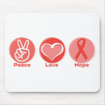 Peace Love Red Ribbon Hope mousepads