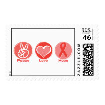 Peace Love Red Ribbon Hope postage