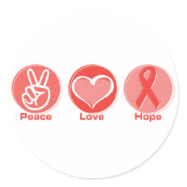 Peace Love Red Ribbon Hope stickers