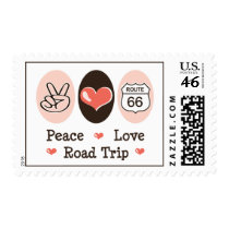 Peace Love Road Trip Route 66 Postage Stamps