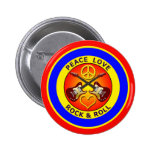 PEACE LOVE ROCK AND ROLL PINBACK BUTTON