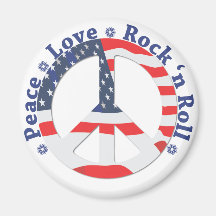 Peace, Love, Rock n Roll Refrigerator Magnets