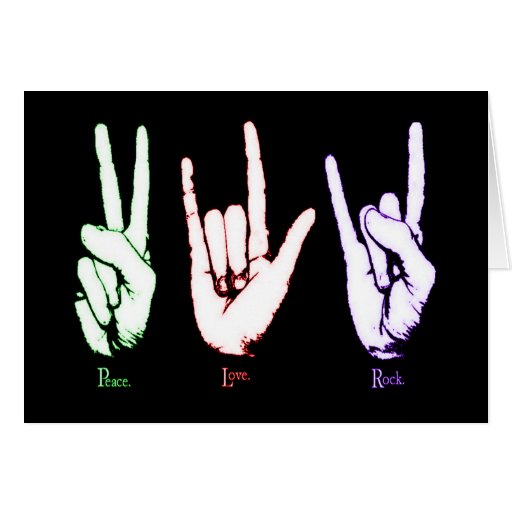 Peace Love Rock Sign Language Greeting Card | Zazzle