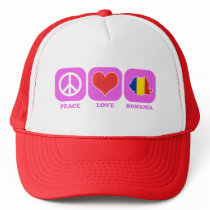 Peace Love Romania Trucker Hat