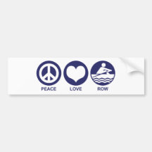 Peace Love Row Bumper Sticker