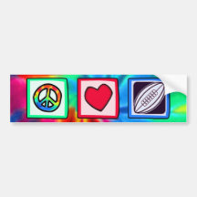 Peace, Love,  Rugby Football Bumper Stickers
