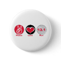 Peace Love Run 13.1 Half-Marathon Buttons