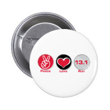 Peace Love Run 13.1 Half-Marathon Buttons