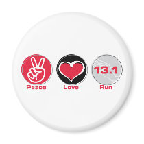 Peace Love Run 13.1 miles Fridge Magnets