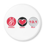 Peace Love Run 13.1 miles magnets