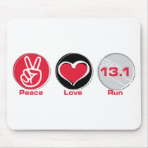 Peace Love Run 13.1 miles Mouse Pads