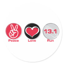 Peace Love Run 13.1 miles Stickers