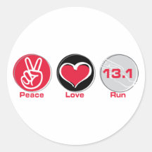 Peace Love Run 13.1 miles Stickers