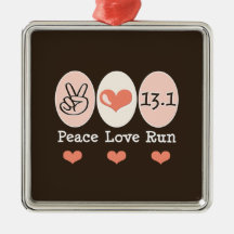 Peace Love Run 13.1 Silver Ornament