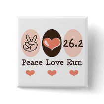 Peace Love Run 26.2 Marathon Button