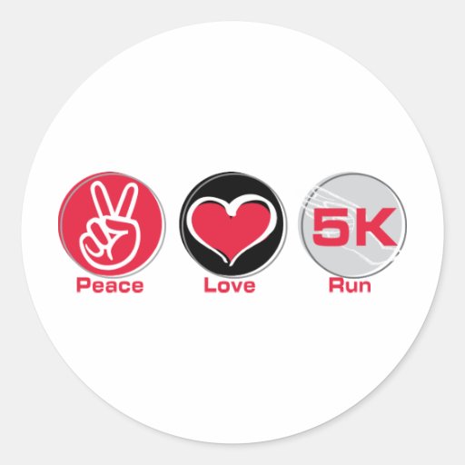 Peace Love Run 5K Stickers