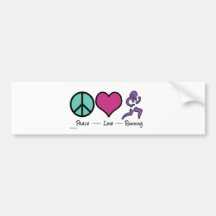 Peace Love Running Bumper Stickers