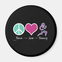 Peace Love Running Magnet