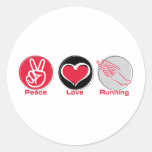 Peace Love Running Round Sticker
