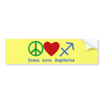 Peace Love Sagittarius Astrology Products Bumper Stickers