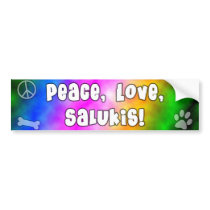 Peace Love Salukis Bumper Sticker bumper stickers by MenagerieMayhem Peace Love Salukis Bumper Sticker bumper stickers