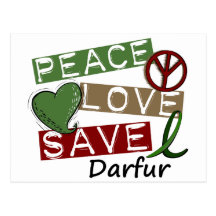 PEACE LOVE SAVE Darfur Post Cards