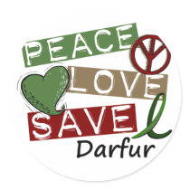 PEACE LOVE SAVE Darfur stickers by awarenessgifts PEACE LOVE SAVE Darfur stickers