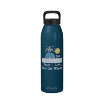 Peace Love Save the Whales BPA Free Water Bottle