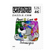 Peace Love Schnauzer Postage Stamp