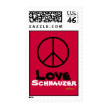 Peace Love Schnauzer Red Postage Stamps