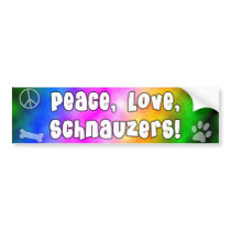 Peace Love Schnauzers Bumper Sticker bumper stickers by MenagerieMayhem Peace Love Schnauzers Bumper Sticker bumper stickers