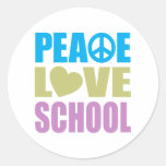 Peace Love School Round Stickers
