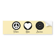 Peace Love & Science Bumper Stickers