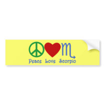 Peace Love Scorpio Zodiac Design bumper stickers