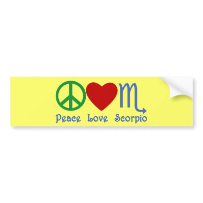 Peace Love Scorpio Zodiac Design Bumper Stickers by AstroBaby
