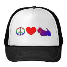 Peace Love Scotties Hat