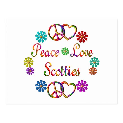 PEACE LOVE SCOTTIES POST CARD