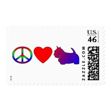 Peace Love Scotties Postage Stamps