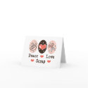 Peace Love Scrap Scrapbooking Blank Greeting Card by HobbyTeesGifts Peace Love Scrap Scrapbooking Blank Greeting Card