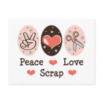 Peace Love Scrap Scrapbooking Postcard Stationery by HobbyTeesGifts Peace Love Scrap Scrapbooking Postcard Stationery