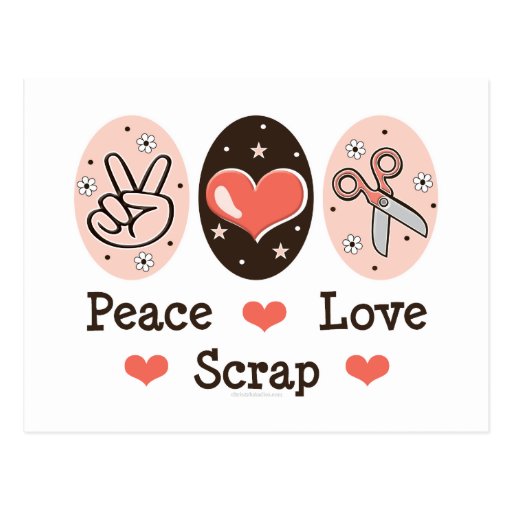 Peace Love Scrap Scrapbooking Postcard Stationery