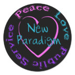 Peace Love Service Round Stickers